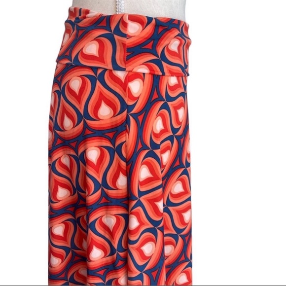 LuLaRoe Azure Patterned A-Line Skirt in Orange & Blue NWT Women’s Size Small - Picture 4 of 16